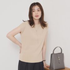 【接触冷感／手洗い可】フレンチスリーブニット