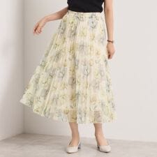【手洗い可／ウエストゴム】花柄チュールスカート