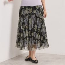 【手洗い可／ウエストゴム】花柄チュールスカート