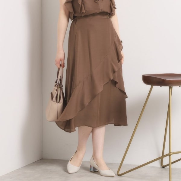 【手洗い可／セットアップ可】シアーフリルスカート