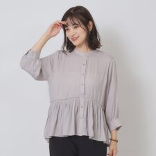 【手洗い可】サテンペプラムブラウス