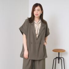 【手洗い可／セットアップ可】5分袖ジャケット