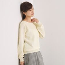 【縮みに強い／洗濯機OK】編地切替ニットプルオーバー