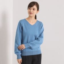 【縮みに強い／洗濯機OK】Vネックニットプルオーバー