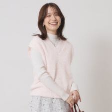 【手洗い可】フェザーヤーンニットジレ