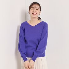 【手洗い可】アンジェリーナ総針vネックニット