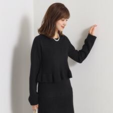 【手洗い可／セットアップ可】柄編みニットプルオーバー