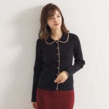 【手洗い可】配色襟リブニット