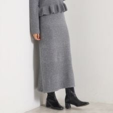 【手洗い可／セットアップ可】柄編みニットスカート