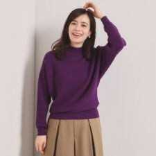 【手洗い可】リブドルマンハイネックニット