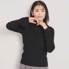 【手洗い可】スパンコールリブニット