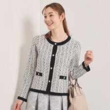 【入卒手洗い可】ラメツイードニットジャケット