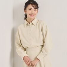 【手洗い可／セットアップ可】サテンピーチシャツ