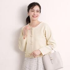 【手洗い可／入卒】裾フリルニットカーディガン