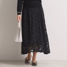 【手洗い可／ウエストゴム】レーススカート