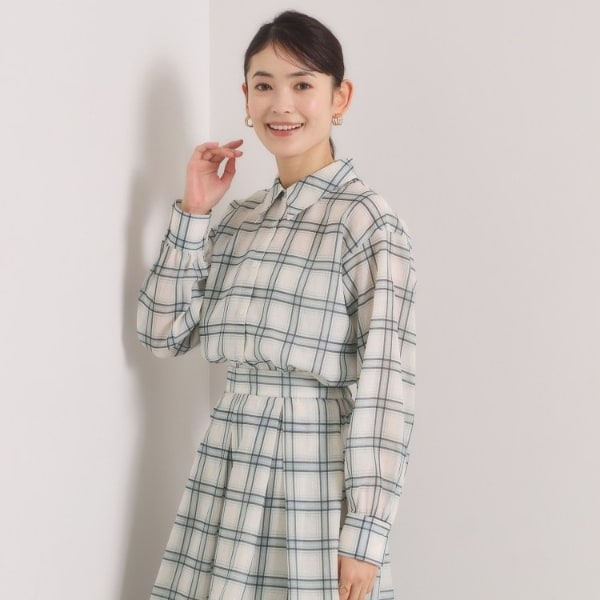 【セットアップ可／手洗い可】シアーチェックシャツ
