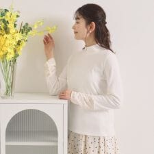 【手洗い可】袖シアー切替トップス