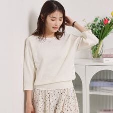 【繰り返し洗える／毛玉防止／洗濯機OK】タフニット リブ切替ニットプルオーバー