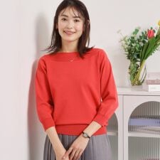 【繰り返し洗える／毛玉防止／洗濯機OK】タフニット 襟ぐり編地切替ニットプルオーバー