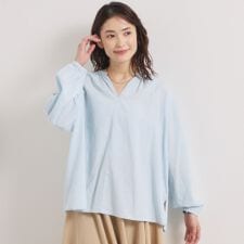 【洗濯機OK】シアーデニムスキッパーブラウス