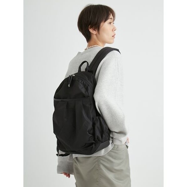 USAGI ONLINE限定カラー】eco 撥水レザーパイピングギャザーボディー