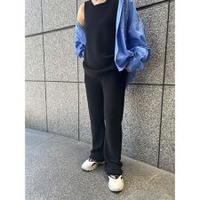 リネン混ニットパンツ