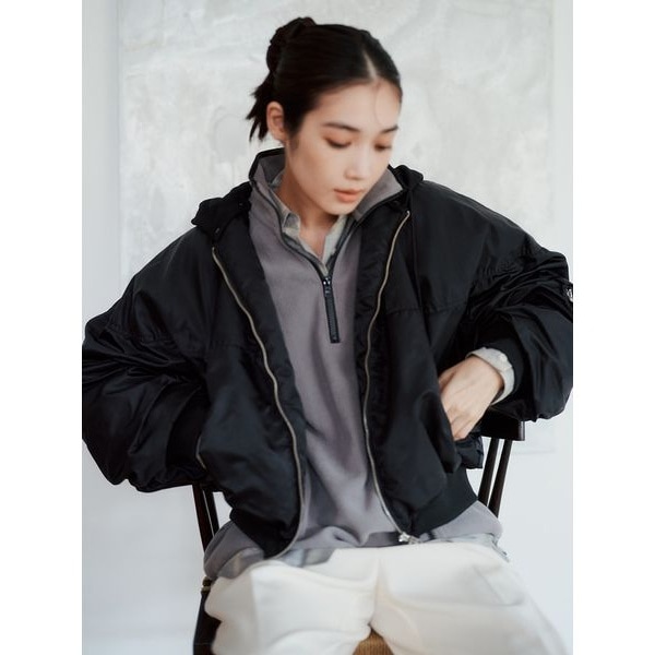 emmi撥水リブカラーバルーンデザインブルゾン 0サイズ emmi エミ 撥水リブカラーバルーンデザインブルゾン レディース