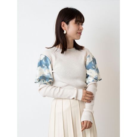 フラワースリーブニットトップス リリーブラウン Lily Brown Lwnt ファッション通販 マルイウェブチャネル