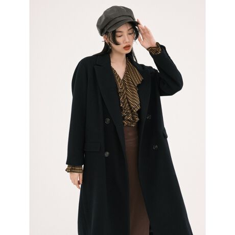 ダブルブレストウールロングコート