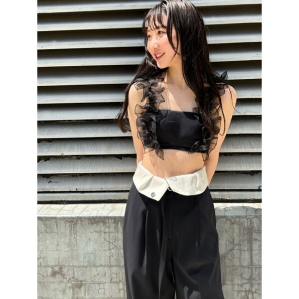 Lily Brown 黒マルチウェイライククロスストラップレスブラ/シルクフリル LILY BROWN｜【LILY BROWN Lingerie】マルチウェイライククロス