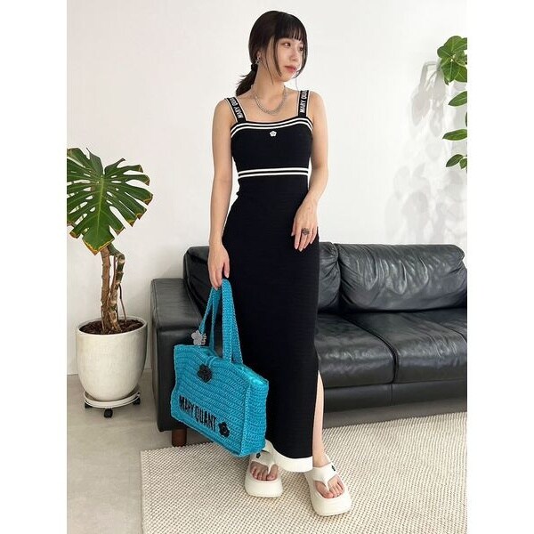 LILY BROWN×MARY QUANT】ロゴジャガードニットキャミワンピース