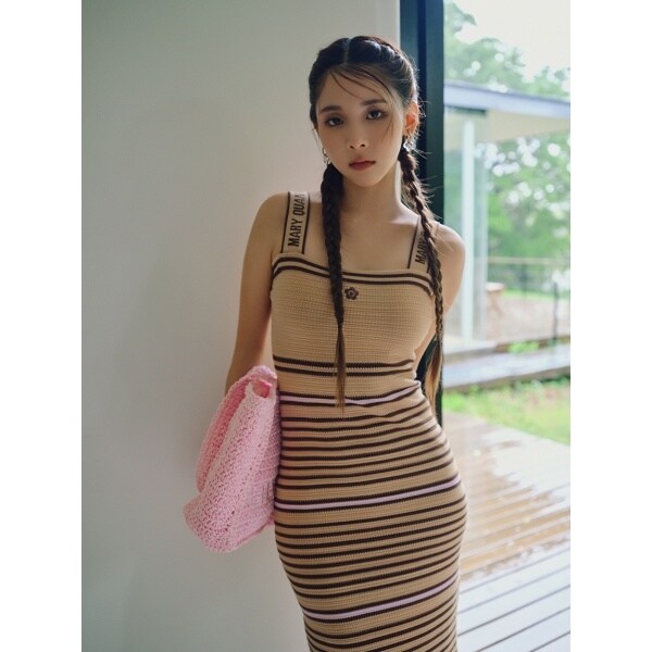 LILY BROWN×MARY QUANT】ロゴジャガードニットキャミワンピース