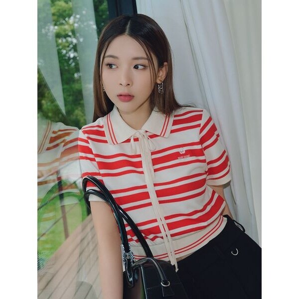 LILY BROWN×MARY QUANT クロップドリボンポロシャツ LILY BROWN×MARY QUANT】クロップドリボンポロシャツ | リリー
