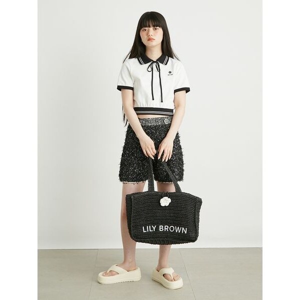 リリーブラウンMARY QUANT リボン付きクロップドポロシャツ LILY BROWN×MARY QUANT】クロップドリボンポロシャツ | リリー