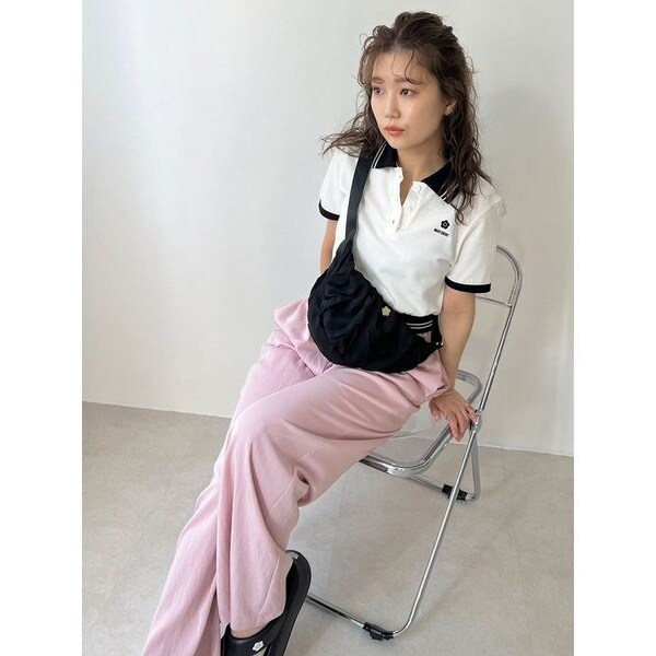 完売商品♡LILYBROWN×MARYQUANT クロップドリボンポロシャツ 赤 LILY BROWN×MARY QUANT】クロップドリボンポロシャツ | リリー