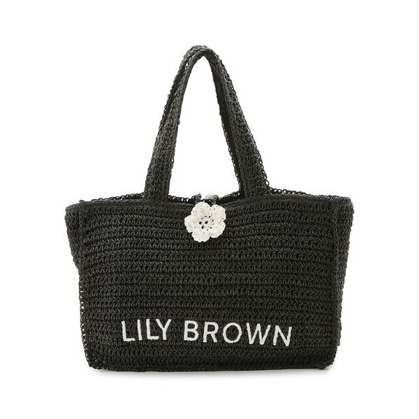 【LILY BROWN×MARY QUANT】ロゴ刺繍カゴバッグ　ブラック LILY BROWN×MARY QUANT ロゴ刺繍カゴバッグ