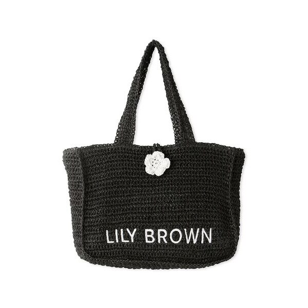 lily brown×Mary quant ロゴ刺繍カゴバッグ トート ブラック WEB限定カラー】【LILY BROWN×MARY QUANT】ロゴ刺繍カゴバッグ