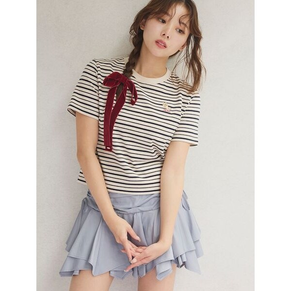 リラックスLily Bear ボーダーTシャツ | リリーブラウン(LILY