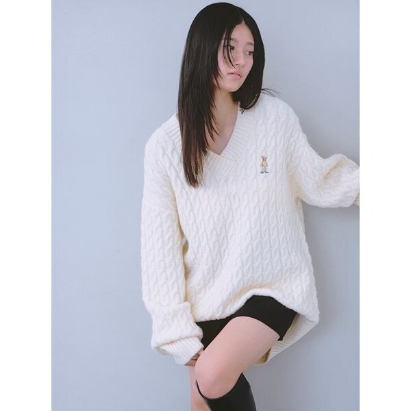 Lily Bearケーブルニットミニワンピース WEB限定カラー】Lily Bearケーブルニットミニワンピース
