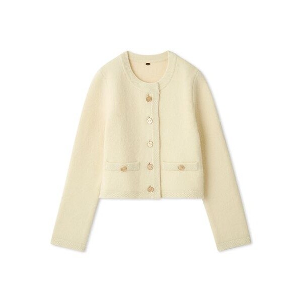 最安値 LILY BROWN フォックスブレンドトリムニットジャケット フォックスブレンドトリムニットジャケット | リリーブラウン