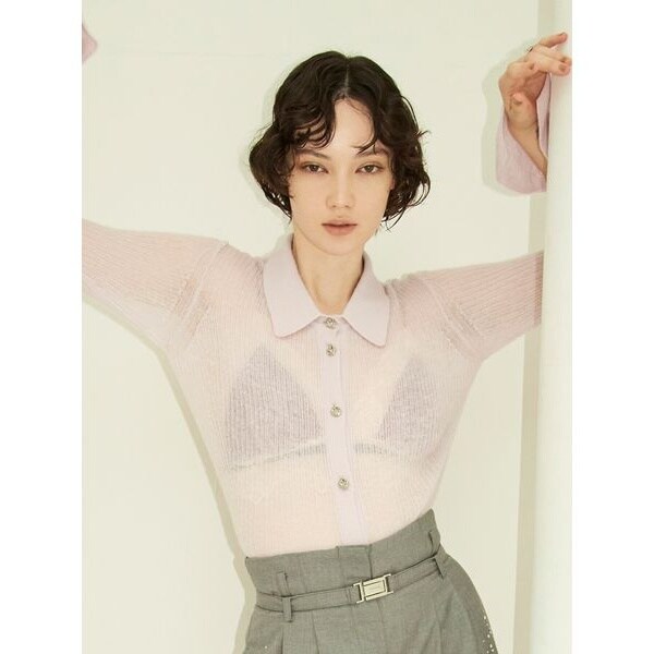 【おまけ付】 モヘアシアーシャツニットトップス | BROWN リリーブラウン(LILY トップス