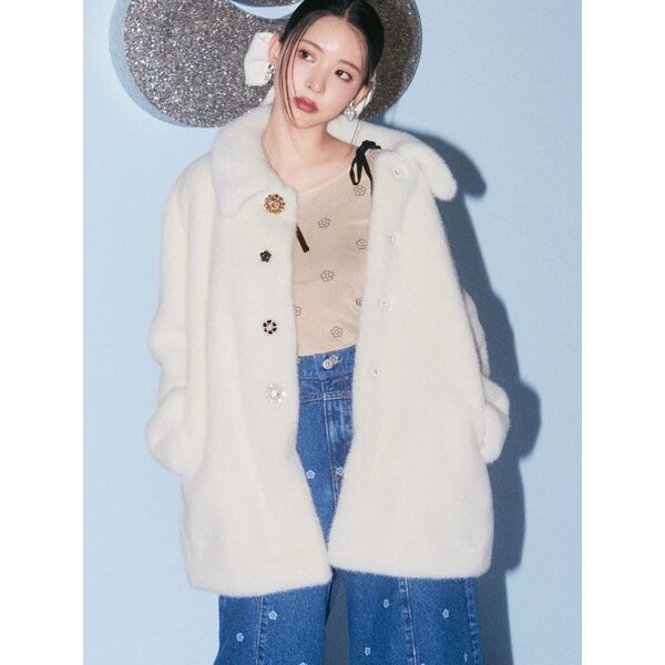 LILY BROWN×MARY QUANT】ビジューボタンミドルファーコート