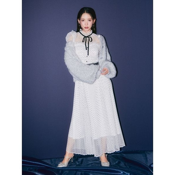 【LILY BROWN×MARY QUANT】ベルト付きドットチュールドレス LILY BROWN｜【LILY BROWN×MARY QUANT】ベルト付きドット