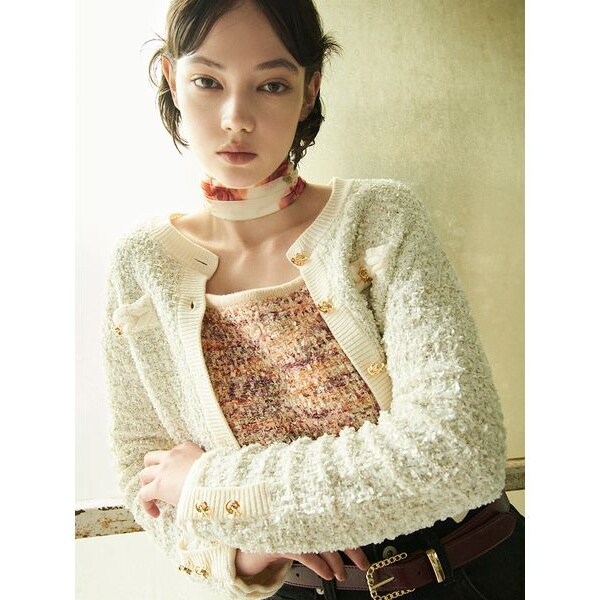 LILY BROWN ツイード風クロップドニットカーディガン ツイードニットカーディガン | リリーブラウン(LILY BROWN) | マルイ