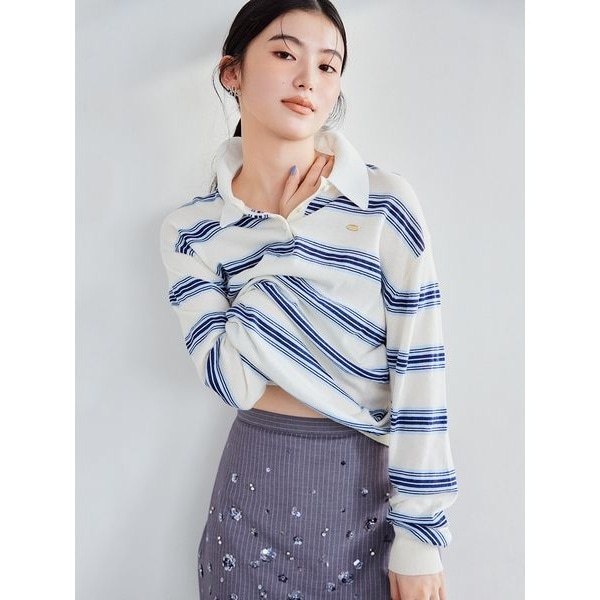 Lily Brown◆チャイナディテールニットトップス/one/アクリル/NVY/無地/LWNT25117 チャイナディテールニットトップス | リリーブラウン(LILY BROWN