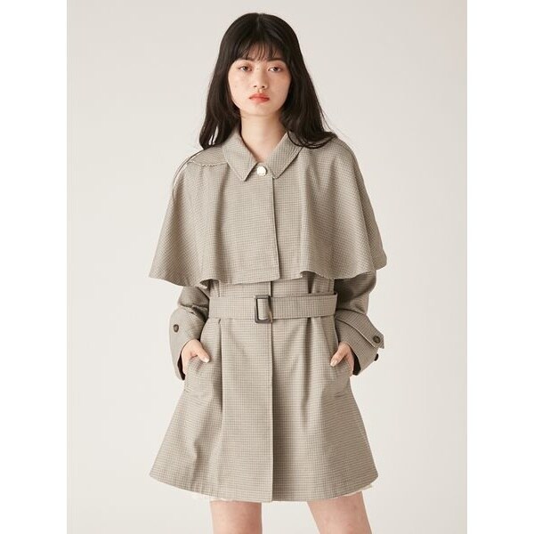 リリーブラウン lilyBrown レザーパイピングケープコート Lily Brown