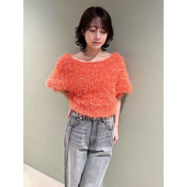 フリンジフェザーニットトップス♡LILY BROWN セール】フリンジフェザーニットトップス（ニット/セーター