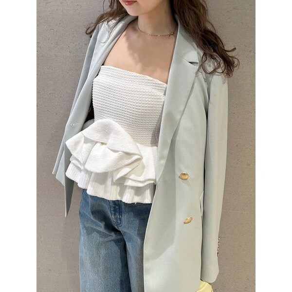 lily brownラッフルフリルベアニットトップス LILY BROWN（リリーブラウン）の「ラッフルフリルベアニット