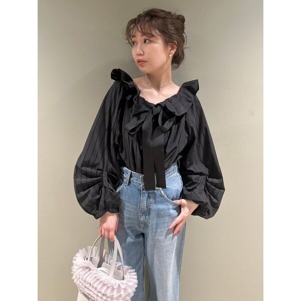 Lily Brown◆ラグランオーガンザボウタイブラウス/one/ポリエステル/PNK/無地/LWFB251068 ラグランオーガンザボウタイブラウス(シャツ・ブラウス