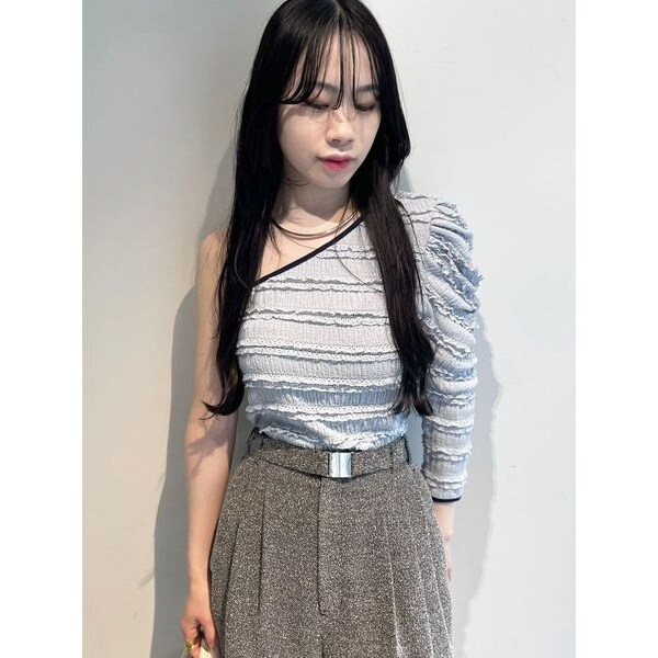 lily brown [CANDY STOCK]ビジューオーガンペプラムトップス L.B CANDY STOCK]ビジューオーガンペプラムトップス(トップス
